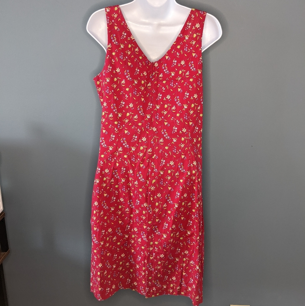 Express Stretch 90s Women's Mid Length Dress with Summer Bloom Pattern - Picture 3 of 5